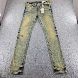 mnml Jeans Mens 33 Blue X146 Stretch Denim Distressed Slim Fit